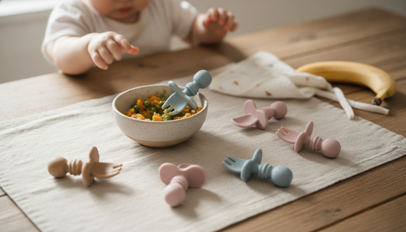 Silicone Baby Fork & Spoon Set: First Self-Feeding Guide