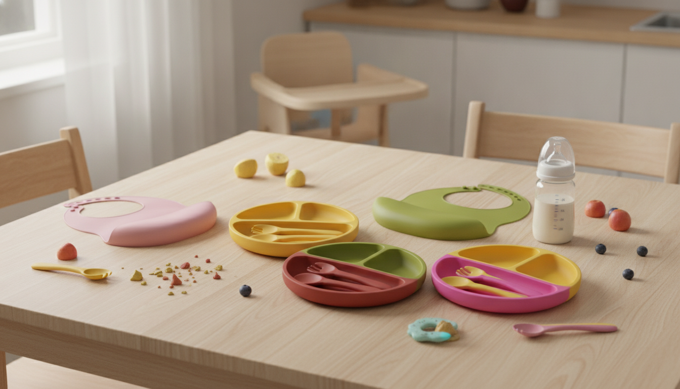 Silicone Baby Tableware Set: Suction Plate, Bib & Utensils